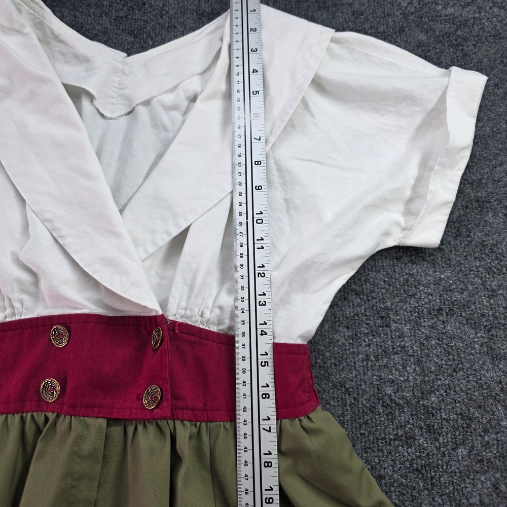 Vintage Midi Dress Colorblock Pockets Retro Womens cottage core Disney Hand Sewn - Picture 9 of 11